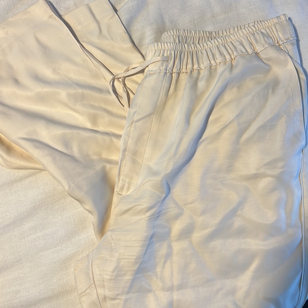 Cream satin pants from Zara